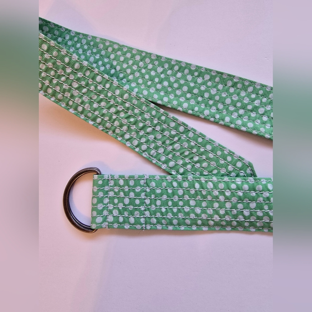 L.L. Bean Vintage Green Polka Dot Belt Fun Shabby Chic - Picture 2 of 5